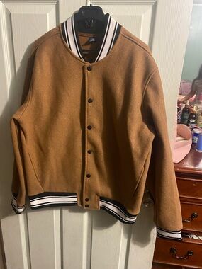 George Brown Varsity Bomber Jacket with Black-and-White Trim